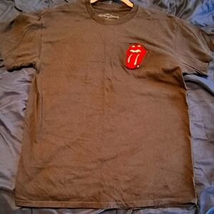 the Rolling Stones Black T-Shirt With Embroidered Logo